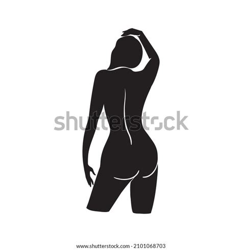 Naked Woman Standing Backstock Illustrationflat Picture Stock