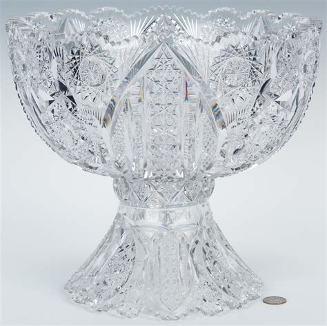 Lot 159 Brilliant Cut Glass Pedestal Punch Bowl Case Auctions