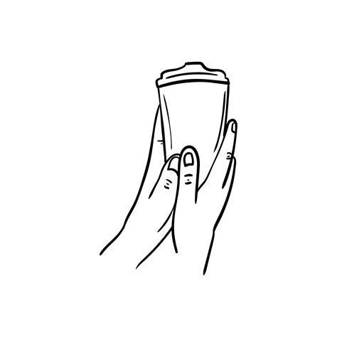 Premium Vector Hand Holding A Cup Of Coffee Icon Line Art Of Hand Holding A Cup Of Coffee