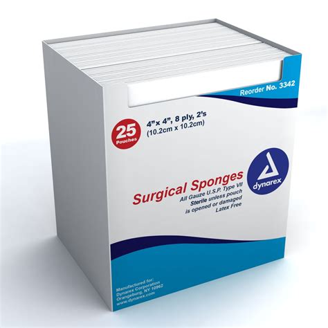 Dynarex 3342 Surgical 4 X 4 Inch Gauze Sponges 8 Ply Sterile