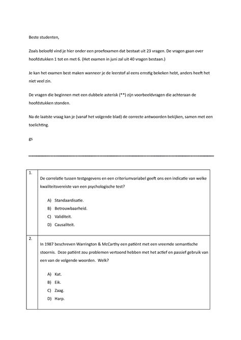 Proefexamen 2021 Criminologische Psychologie Beste Studenten Zoals