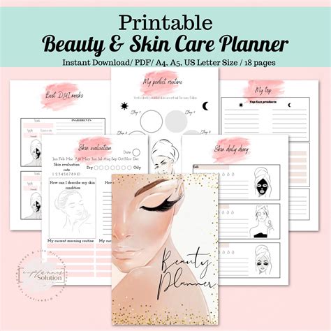 Beauty Planner Printable Skin Care Journal Printable Self Etsy