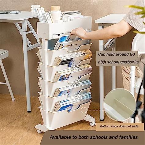 Wocfplohtd Tier Rolling Cart Open Bookcase And Bookshelf Mobile