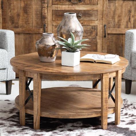 Farmhouse Two Tier Round Coffee Table Antique Farmhouse