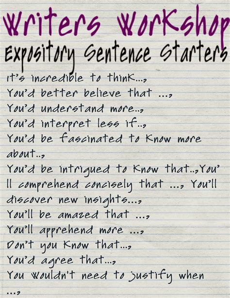 Sentence Starters For Writing Pdf