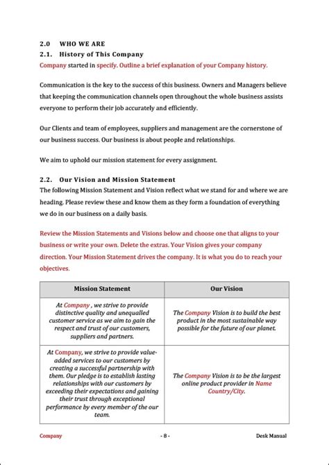 Desk Manual Template Improve Business Performance