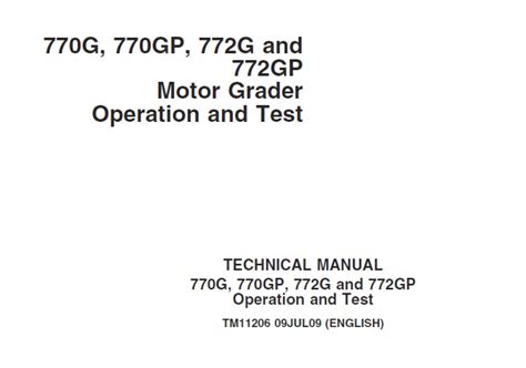 John Deere G Gp G And Gp Motor Grader Operation And Test