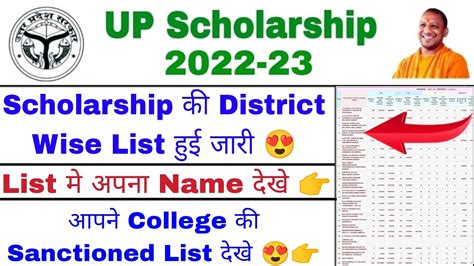 Up Scholarship List Up Scholarship District Wise List Up