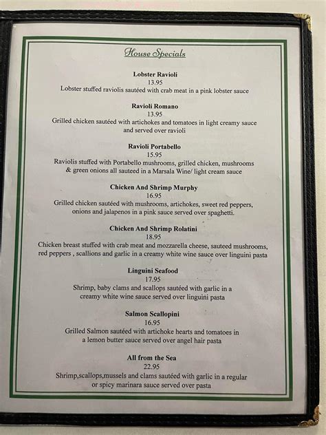 Menu at Italian Village restaurant, Corsicana