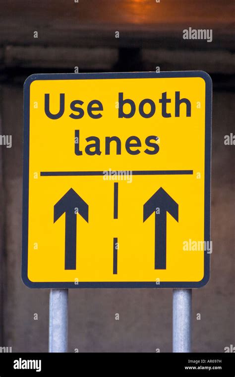 Use Both Lanes Road Sign Stock Photo Alamy