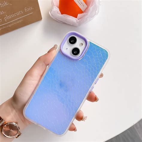 Laser Crocodile Pattern Phone Case For IPhone 14 Purple Alexnld