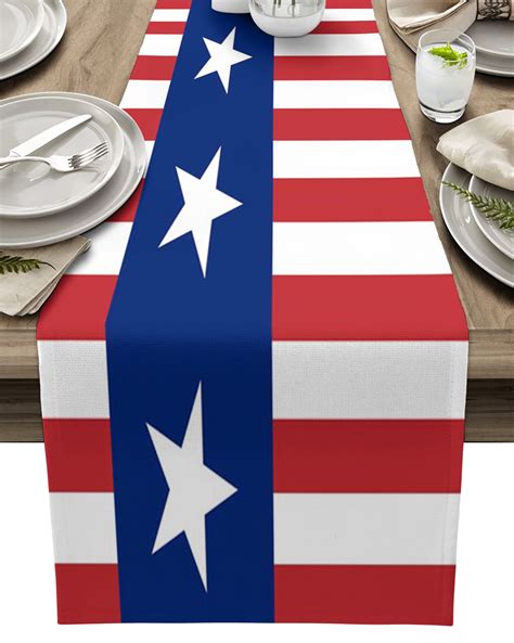 Th Of July Table Runners American Flag Independence Day Table Runners