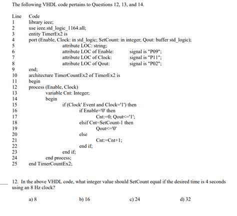 Solved The Following Vhdl Code Pertains To Questions 12 13