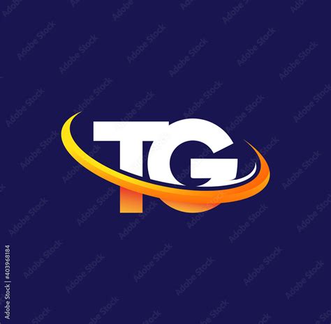 TG Initial Logo Company Name Colored White And Orange Swoosh Design