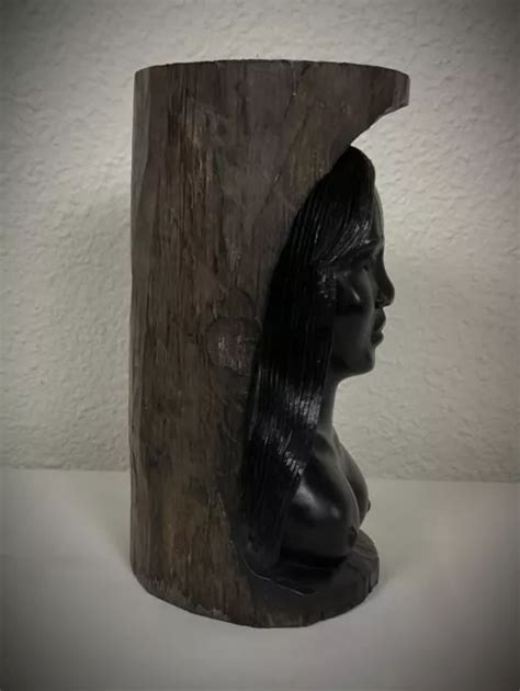 ANCIENNE VINTAGE SCULPTURE Malgache d une femme nue en bois d ébène EUR