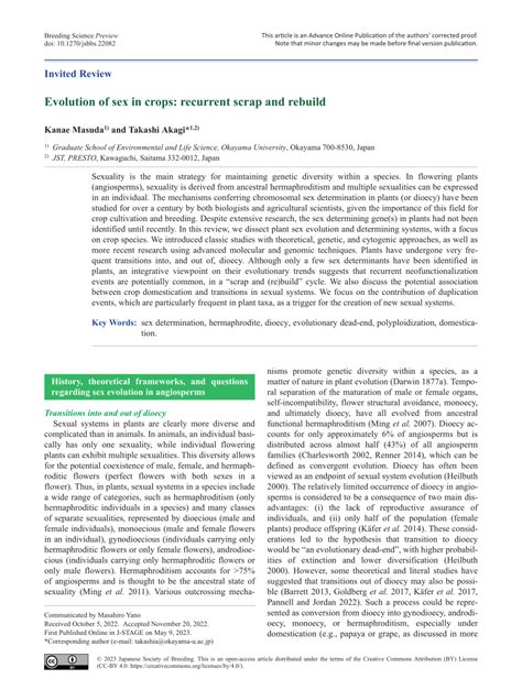 Pdf Evolution Of Sex In Crops Recurrent Scrap And Rebuild