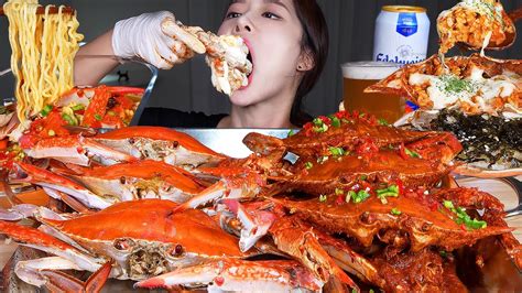 ASMR MUKBANG 꽃게코스 꽃게찜 매운꽃게찜 꽃게라면 게딱지볶음밥 먹방 BRAISED CRAB SPICY