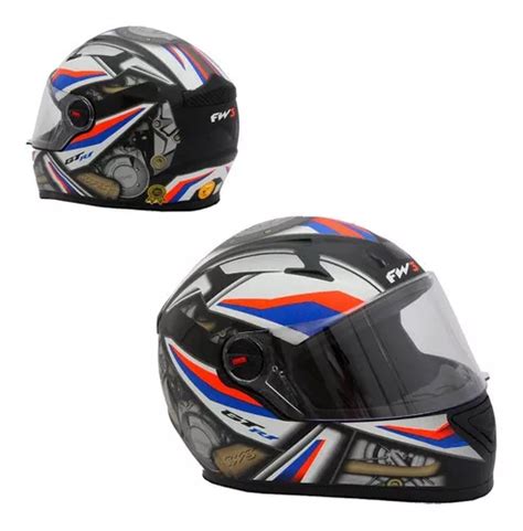 Casco Cerrado Moto Fw Gtn R Con Visera Y Gorra Nasal Talla Color