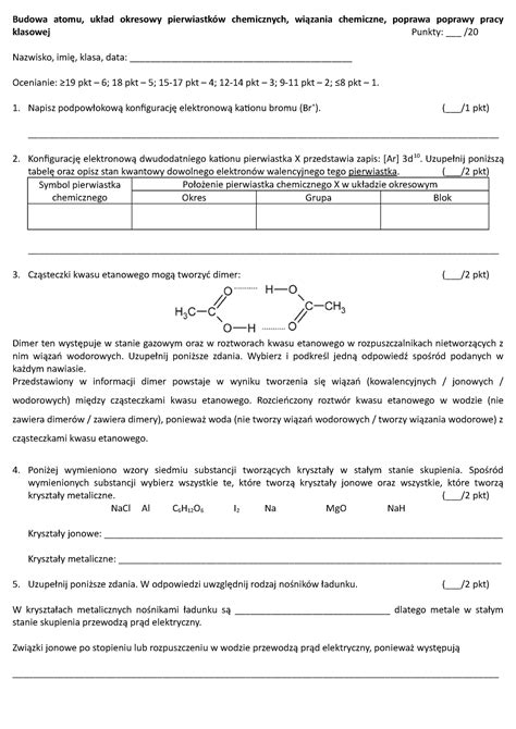 Budowa atomu układ okresowy pierwiastków chemicznych wiązania chemiczne