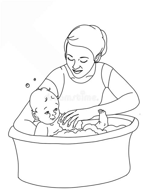 Mother Bathing Her Baby Stock Illustrations – 45 Mother Bathing Her Baby Stock Illustrations ...