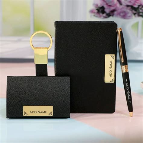 Buysend Personalized Stationery T Set In Black And Gold Online