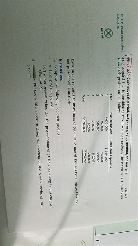 Solved Pr A Cash Payback Period Net Present Value Chegg