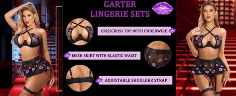 Avidlove Garter Lingerie Set For Women With Underwire 3 Piece Lace Lingerie Set Floral High