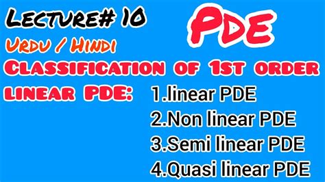 PDE Lecture 10 Classification Of First Order Linear PDE YouTube