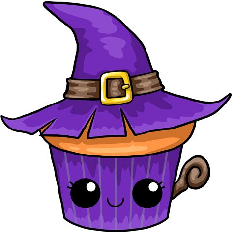 Cute Cartoon Halloween Cupcake Witch Png