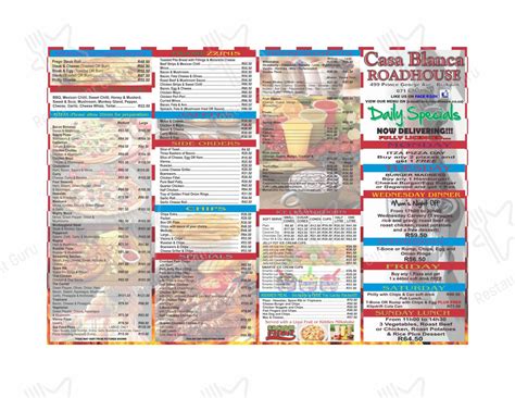 Menu At Sazbar Roadhouse Brakpan Brakpan