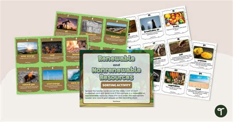 Renewable And Nonrenewable Resources Sorting Activity Teach Starter