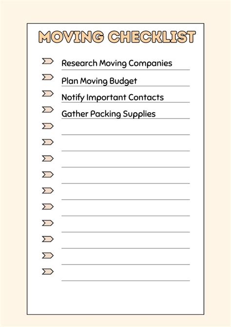 Free Printable Moving Checklists Blank Templates Also Included