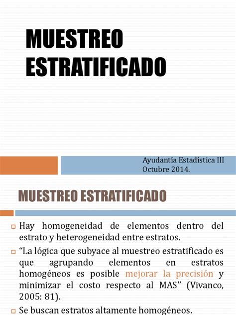 Muestreo Estratificado Muestreo Estadísticas Teoría Estadística