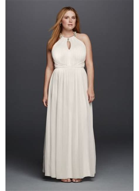 Beaded Halter Plus Size Wedding Dress With Keyhole Davids Bridal