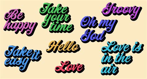 Mixed Set Of Vector Groovy Typography Vector Art At Vecteezy