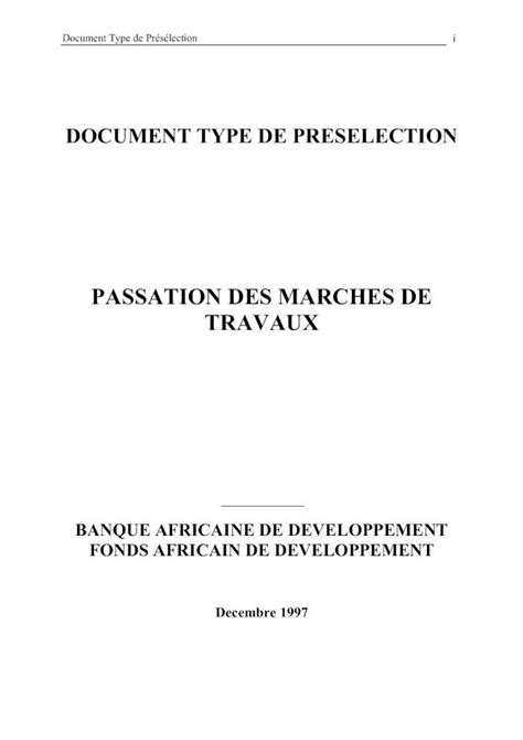 PDF PASSATION DES MARCHES DE TRAVAUXLa passation des marchés pour les