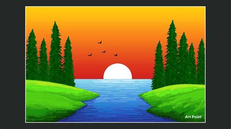 How to Draw - in computer| Microsoft paint tutorial | scenery drawing