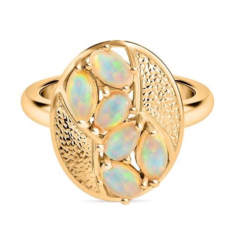 Nat Rlicher Thiopischer Opal Ring Silber Gelbgold Vermeil Ca