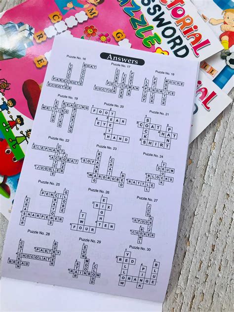 Kids Pictorial Crossword Puzzle Line Shopping