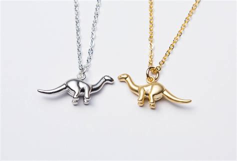 Dinosaur Necklace Gold Dinosaur Necklace Silver Dinosaur Etsy