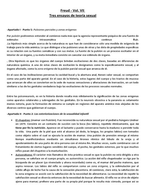 Resumen Freud Tres Ensayos De Teoría Sexual Pdf Neurosis