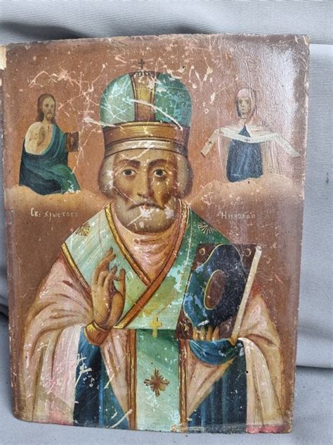 Icon Saint Nicholas Wood Mid Th Century Catawiki