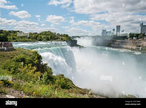 Side view of the famous American Falls of the Niagara Falls, USA Stock ...