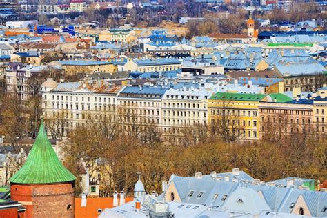 Vista Panor Mica De La Ciudad De Riga Letonia Desde La Altura De La