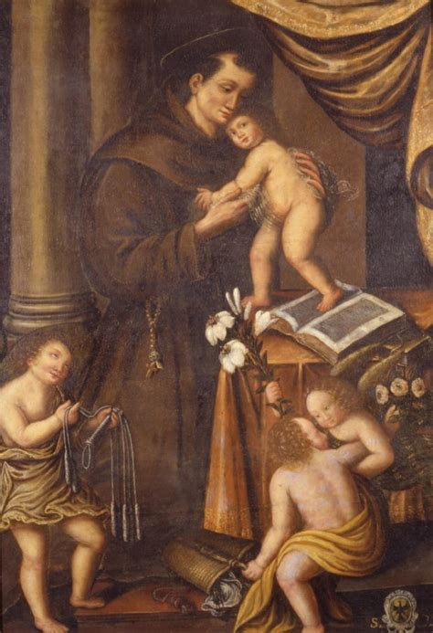 Santantonio Di Padova Con Ges Bambino E Angeli Con I Simboli Della