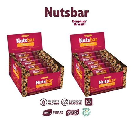 Kit 2 Caixas de Barras Nutsbar Sabor Frutas e Castanhas Zero Açucar