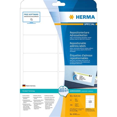 Herma Tiquettes Superprint X Mm D Tachables Blanches