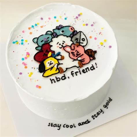 Bts Bt21 Cake Minimalistaesthetic Bts Cake Cake Designs