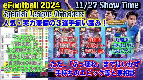 【efootball 2024】1127「spanish League Attackers」大解剖：決定力ベリンガム、モメンタム久保、逆足