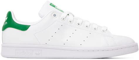 adidas Originals: White & Green Stan Smith Sneakers | SSENSE